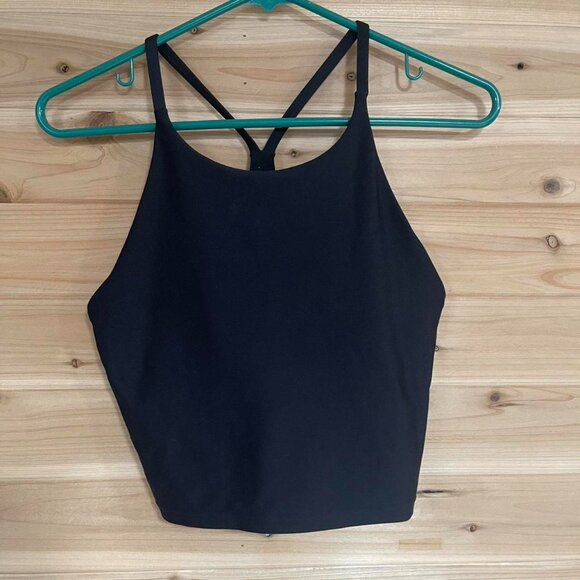 Black Racerback Crop Top With - Picture 1 of 3